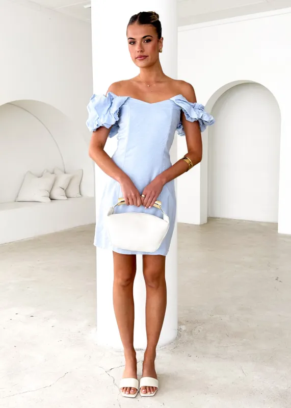 Ophelia Dress - Powder Blue sold by Gingham & Heels