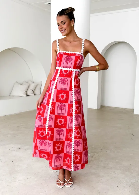 Zali Maxi Dress - Palm Patchwork sold by Gingham & Heels