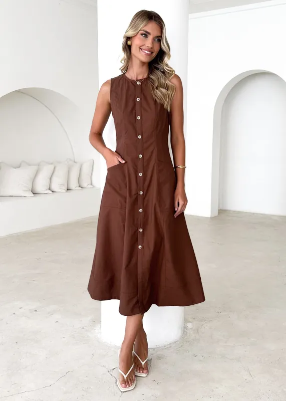 Drifter Midi Dress - Chocolate sold by Gingham & Heels