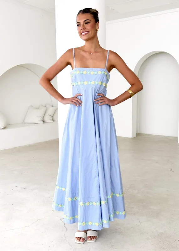 Hestia Maxi Dress - Powder Blue sold by Gingham & Heels