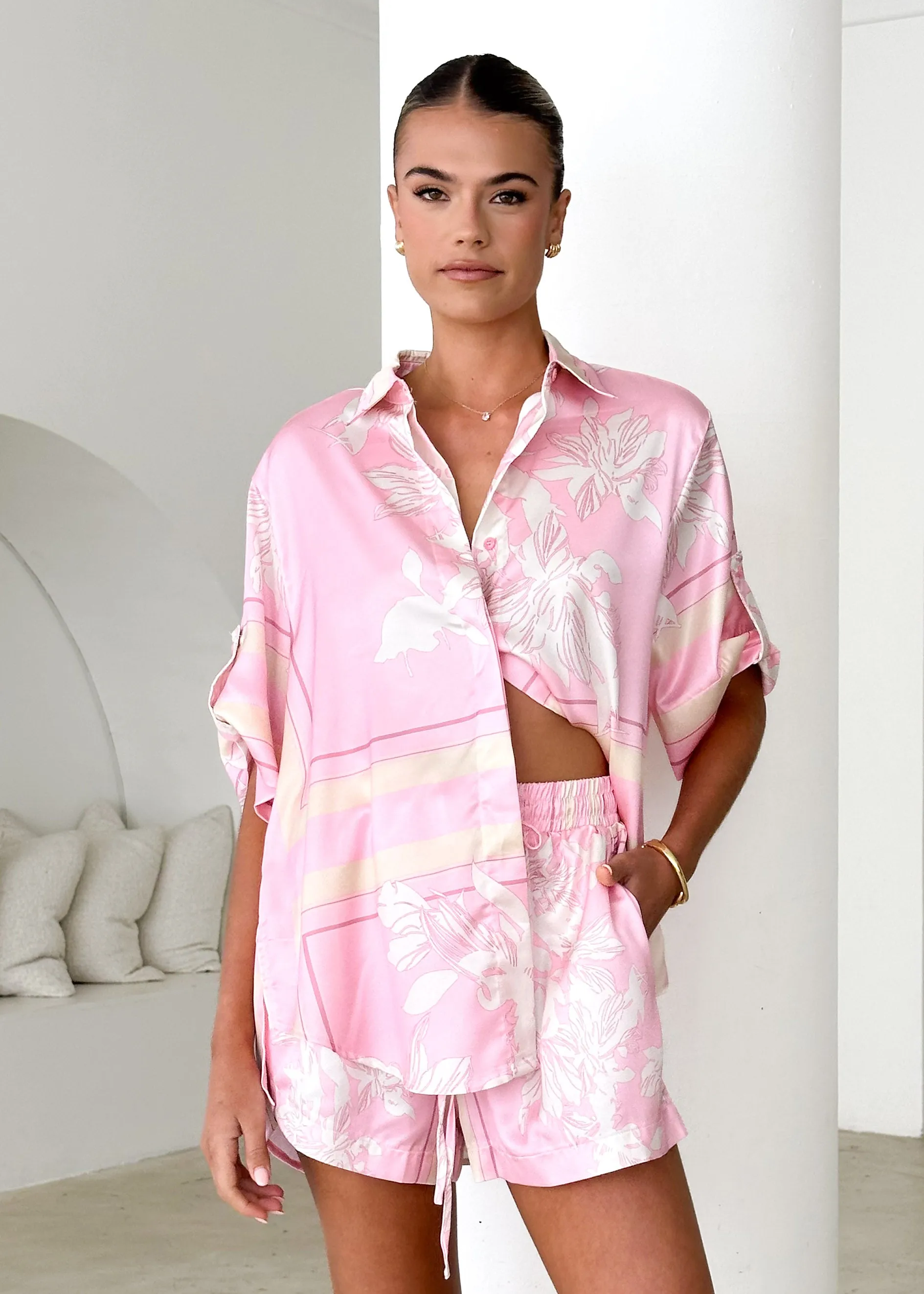 Kaycie Shorts - Pink Flowers sold by Gingham & Heels product image thumbnail 2