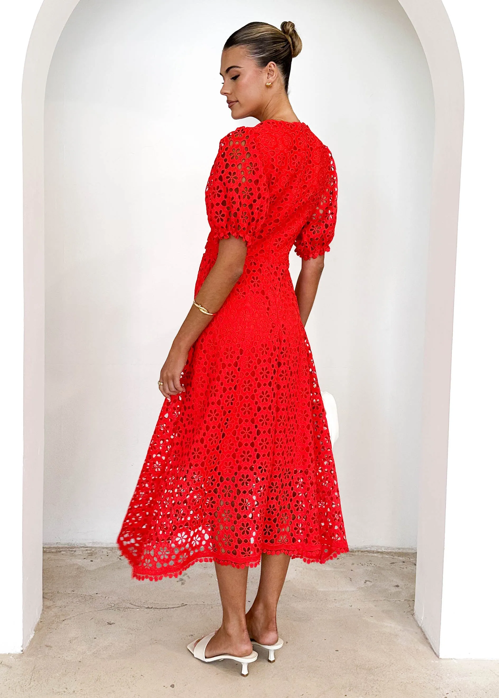 Jahra Lace Midi Dress - Red sold by Gingham & Heels product image thumbnail 5