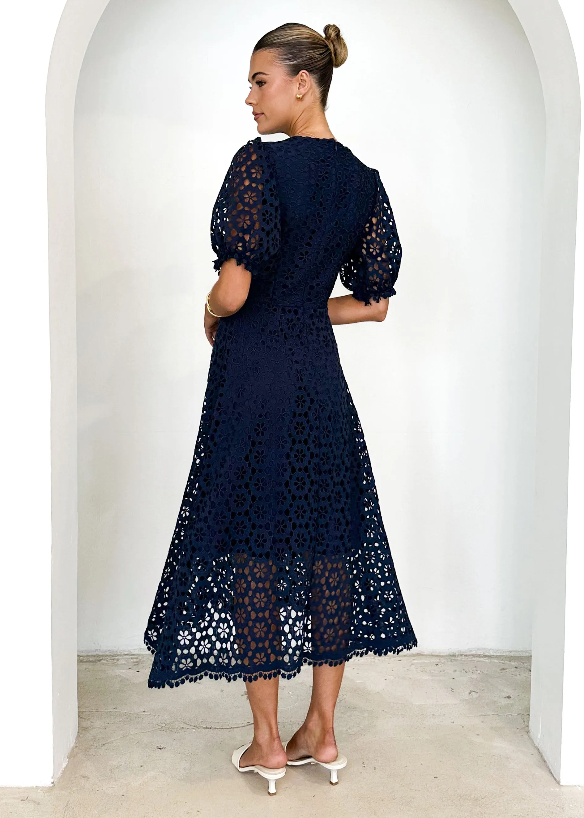 Jahra Lace Midi Dress - Navy sold by Gingham & Heels product image thumbnail 5