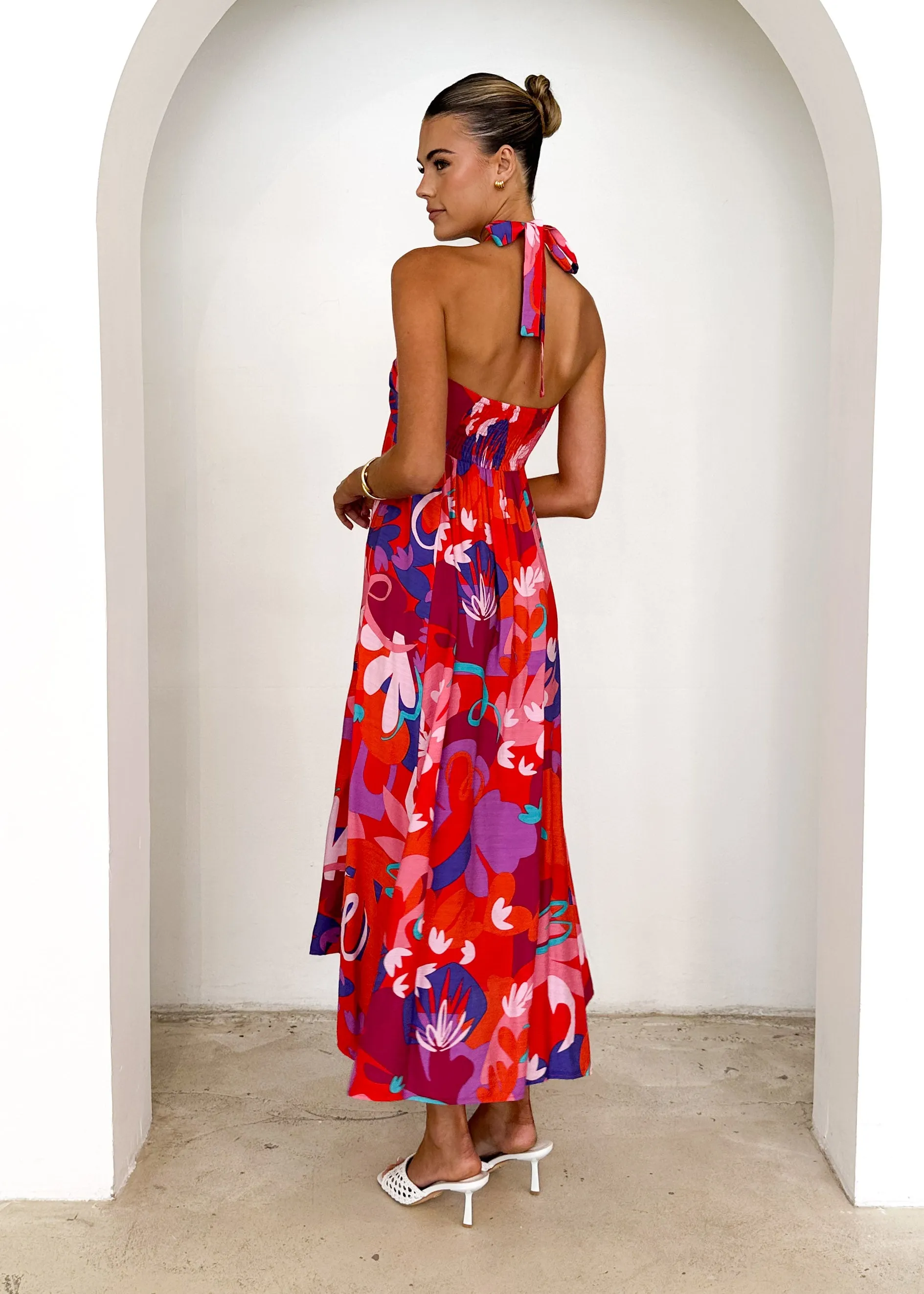 Kasenia Halter Maxi Dress - Strawberry Abstract sold by Gingham & Heels product image thumbnail 5