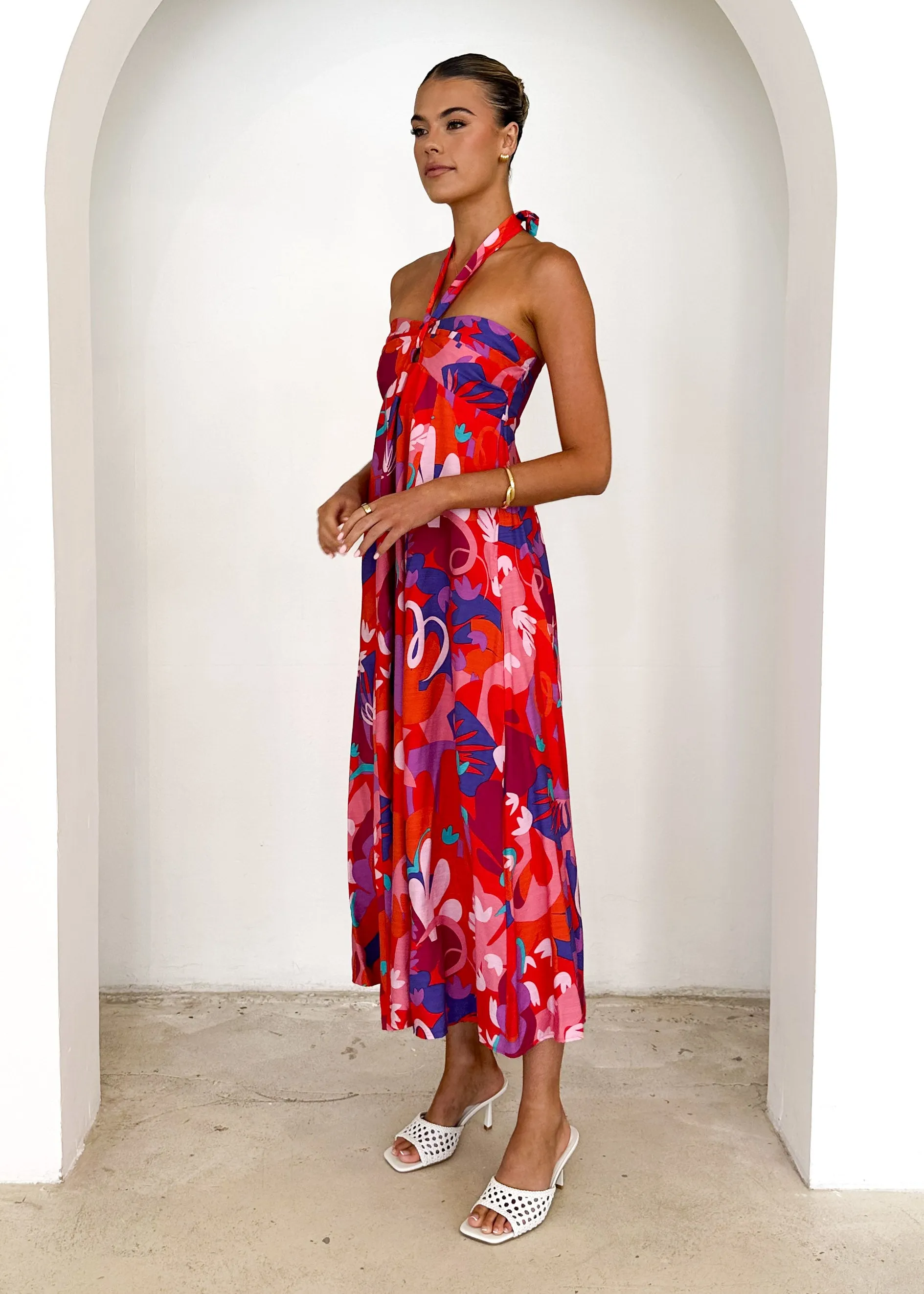 Kasenia Halter Maxi Dress - Strawberry Abstract sold by Gingham & Heels product image thumbnail 4