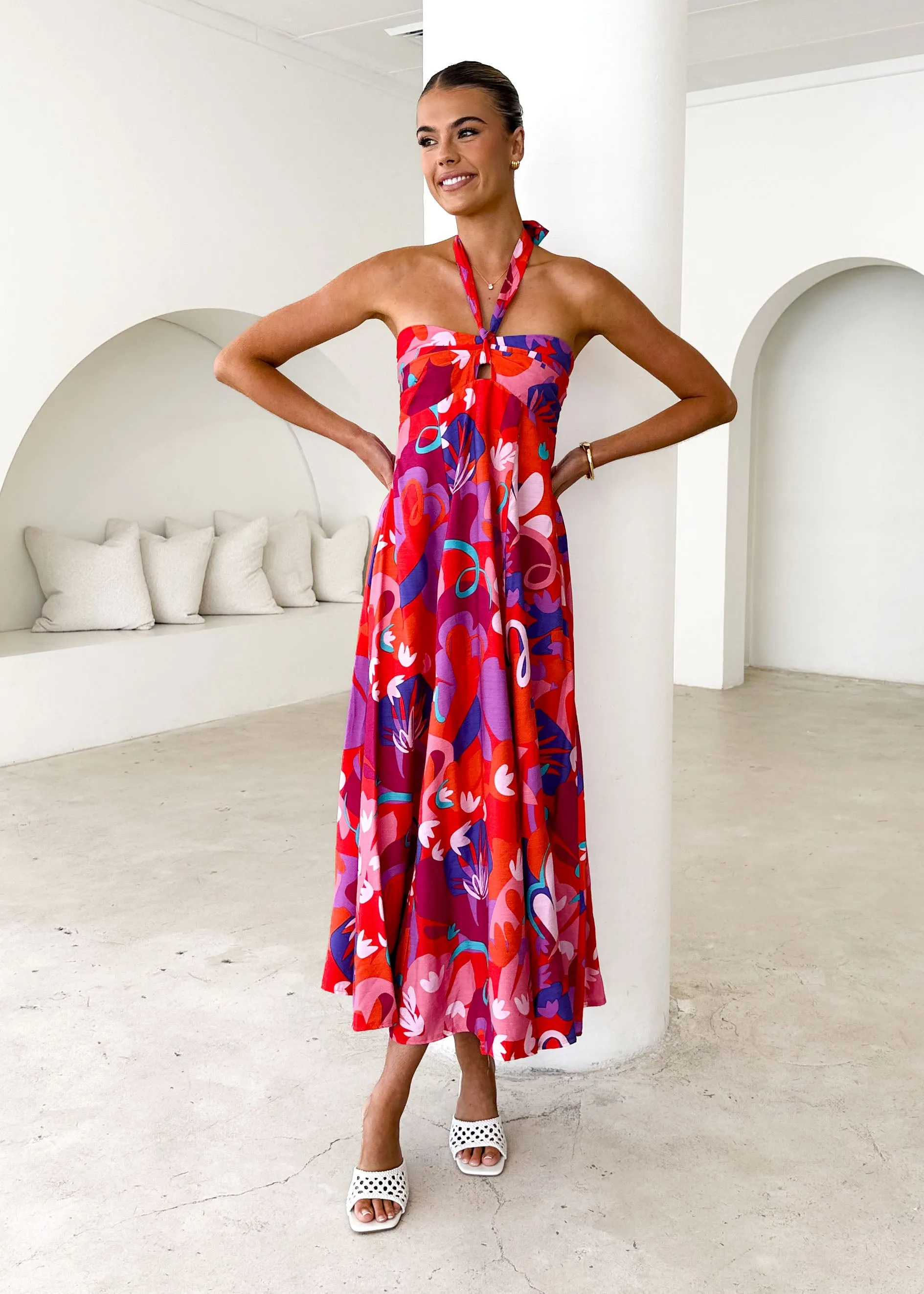 Kasenia Halter Maxi Dress - Strawberry Abstract sold by Gingham & Heels product image thumbnail 2
