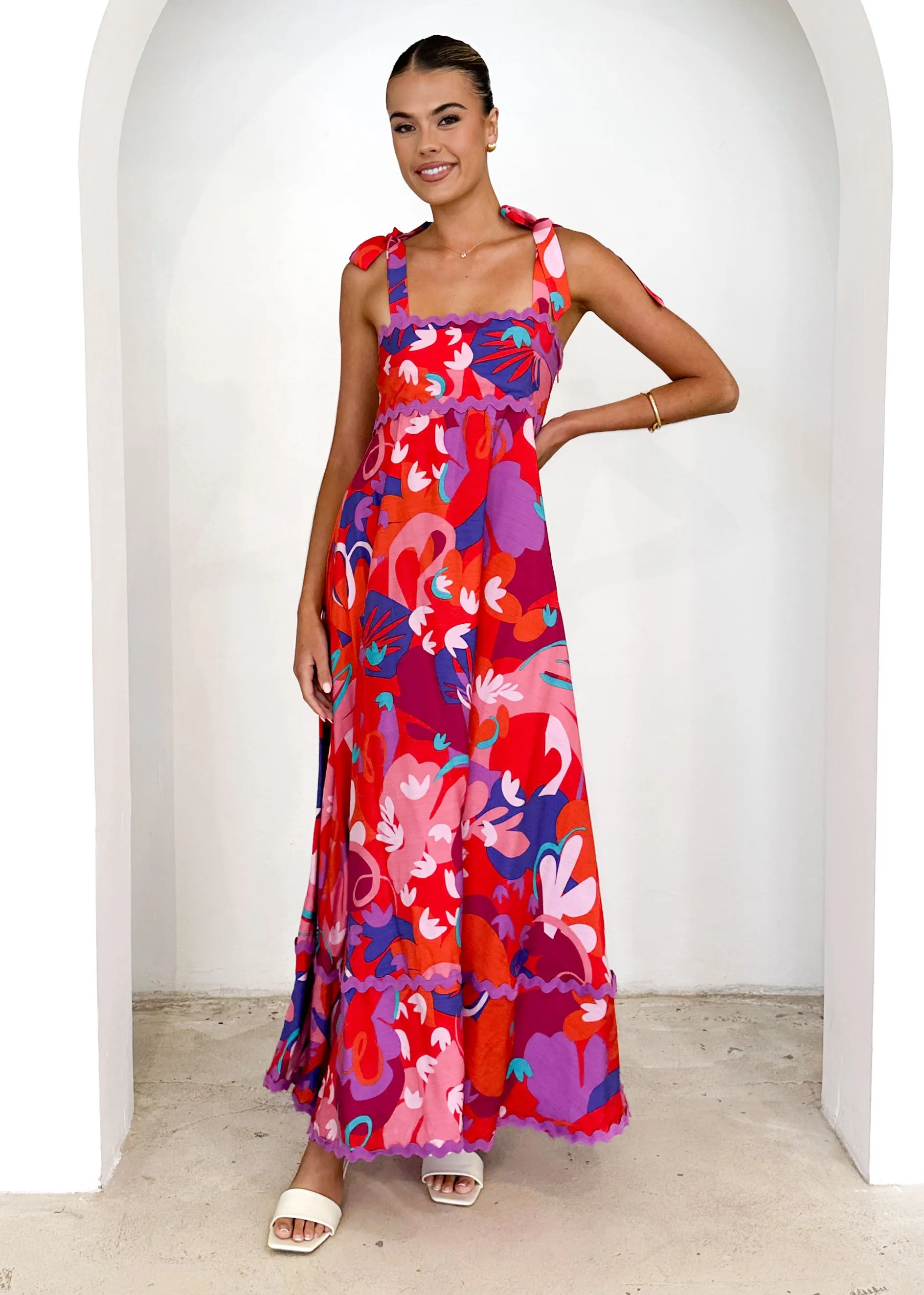 Riri Maxi Dress - Strawberry Abstract sold by Gingham & Heels product image thumbnail 3