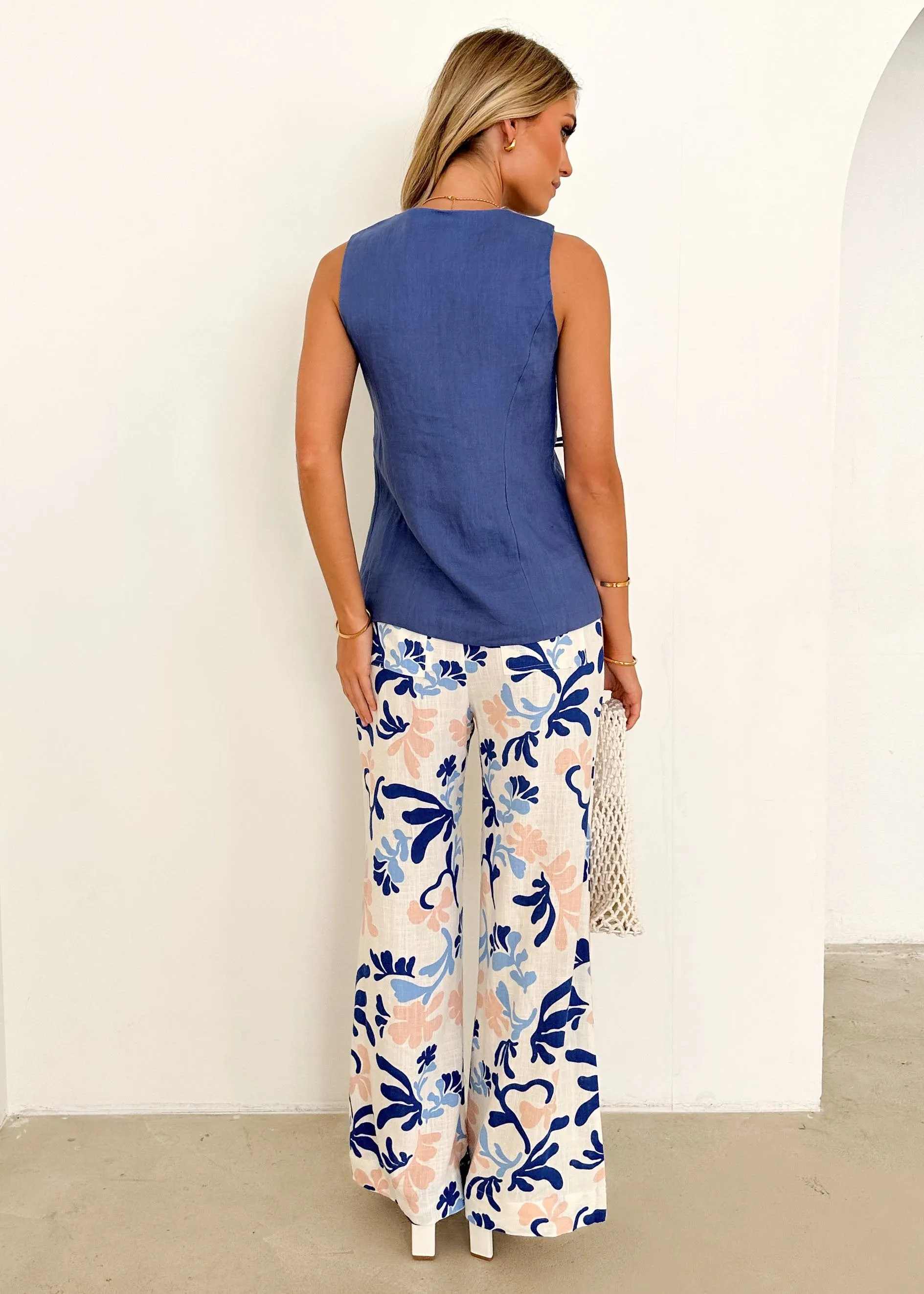 Ettie Linen Vest - Cornflower Blue sold by Gingham & Heels product image thumbnail 5