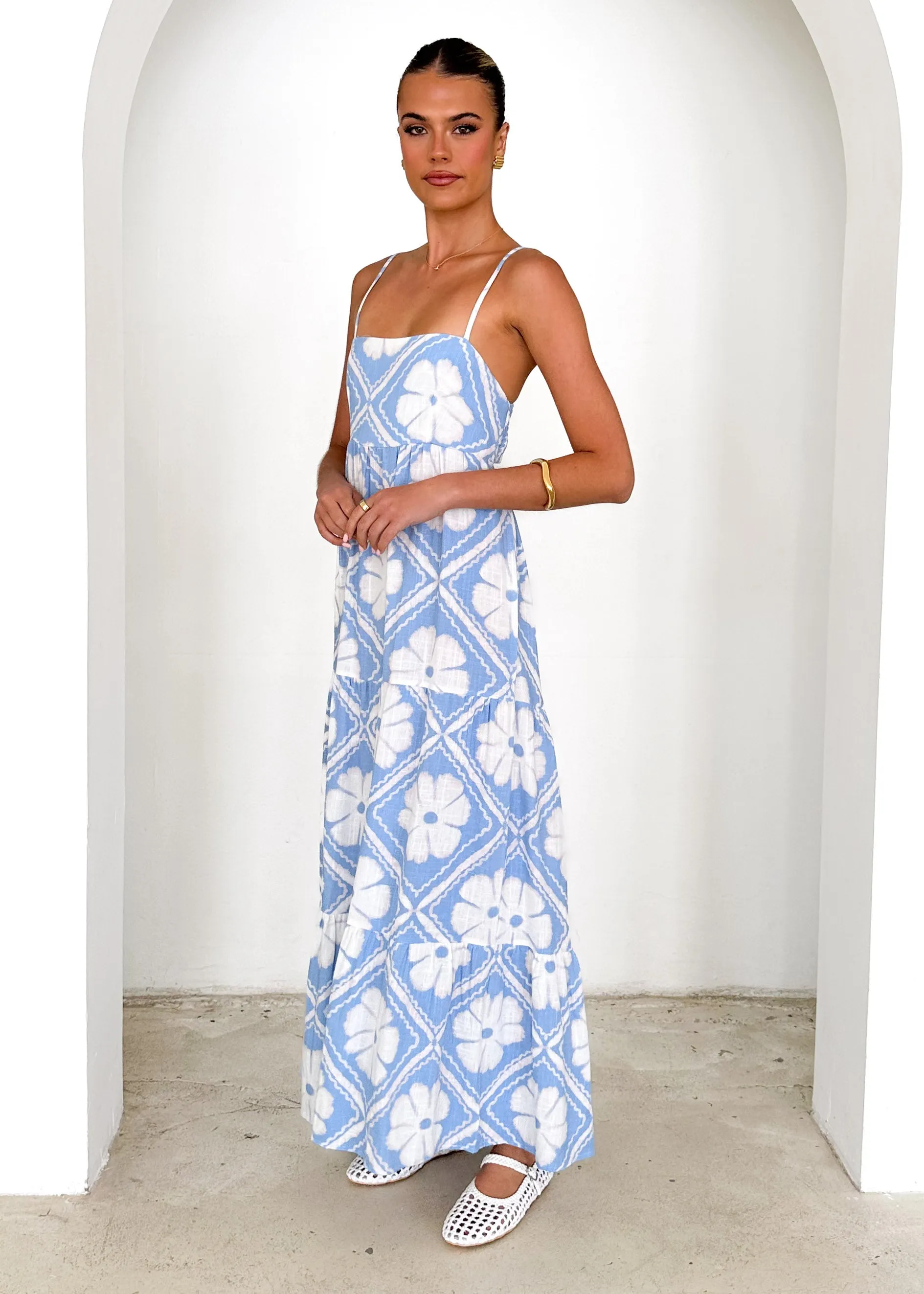 Noreen Maxi Dress - Blue Shibori sold by Gingham & Heels product image thumbnail 4