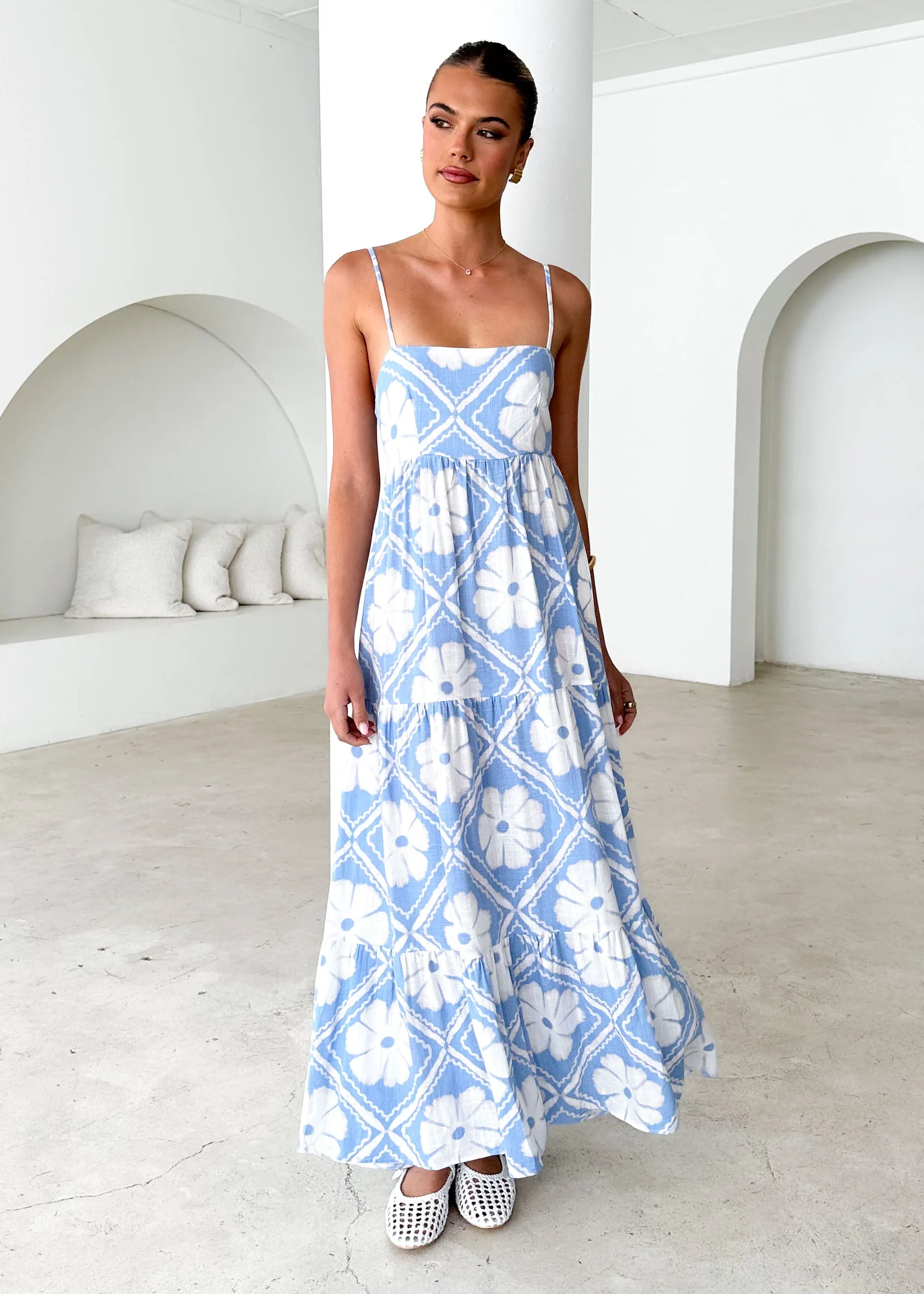 Noreen Maxi Dress - Blue Shibori sold by Gingham & Heels product image thumbnail 2