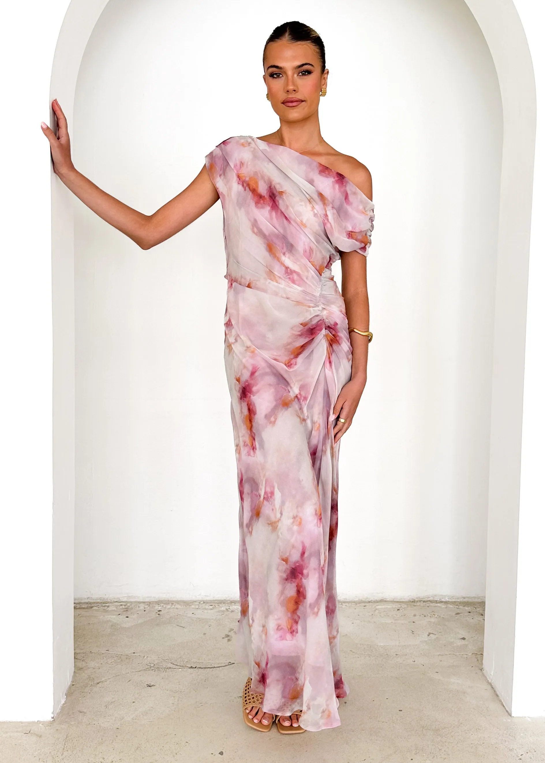 Flirtini One Shoulder Maxi Dress - Blush Splash sold by Gingham & Heels product image thumbnail 3