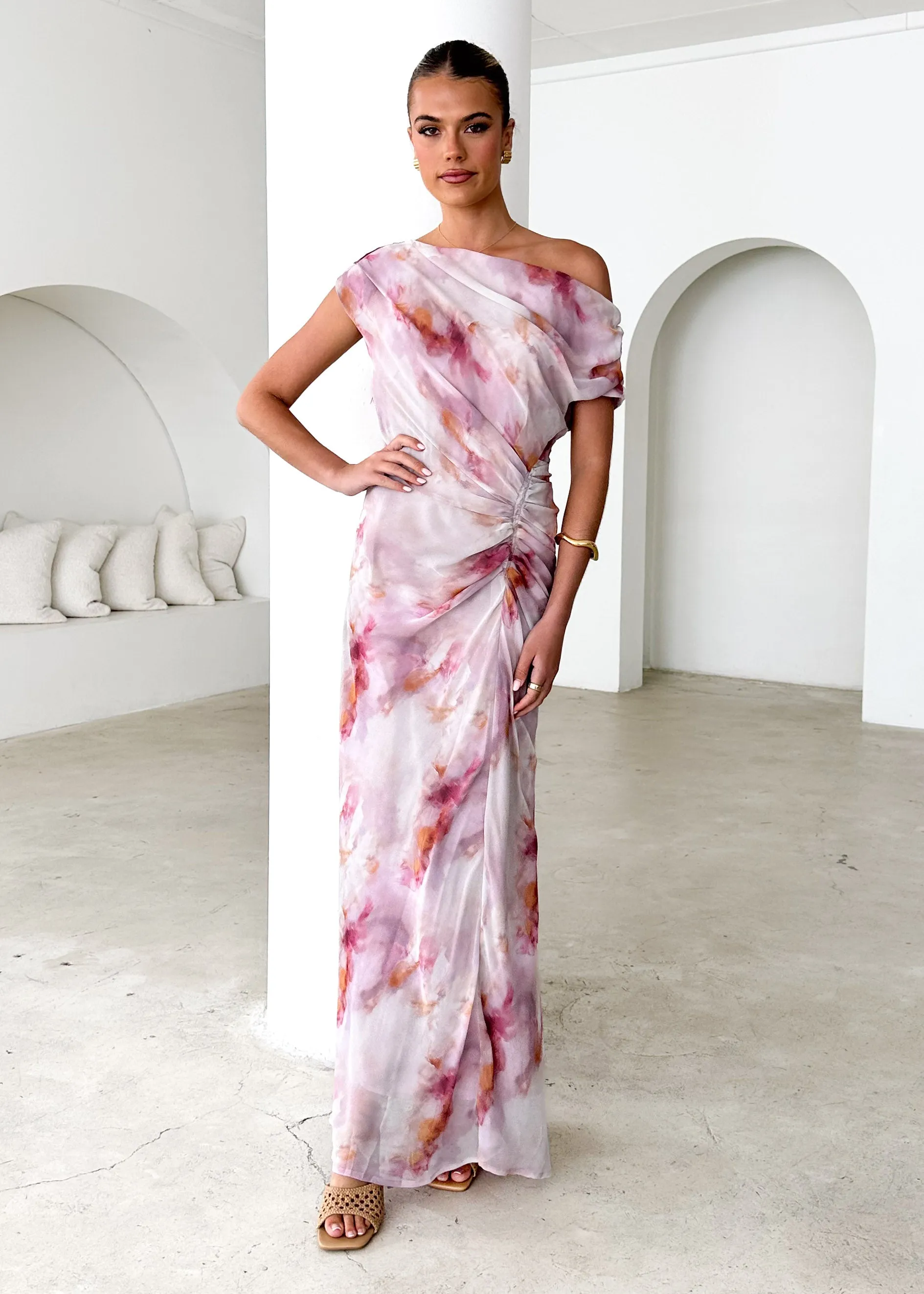 Flirtini One Shoulder Maxi Dress - Blush Splash sold by Gingham & Heels product image thumbnail 2