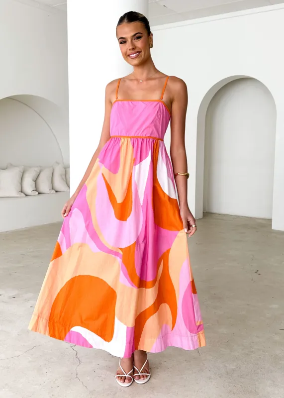 Bridget Maxi Dress - Pink Swirl sold by Gingham & Heels