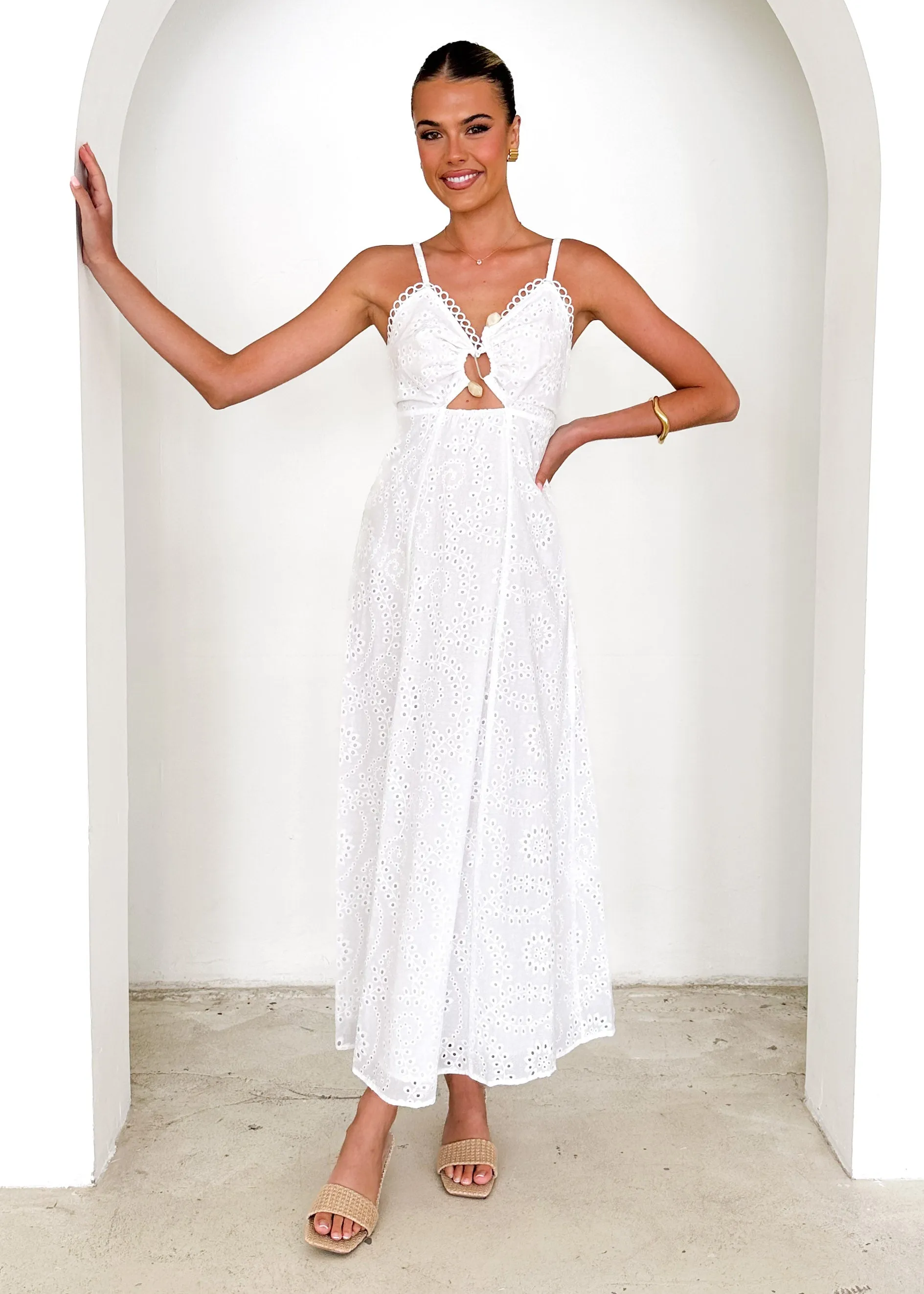 Naviti Midi Dress - White Anglaise sold by Gingham & Heels product image thumbnail 3