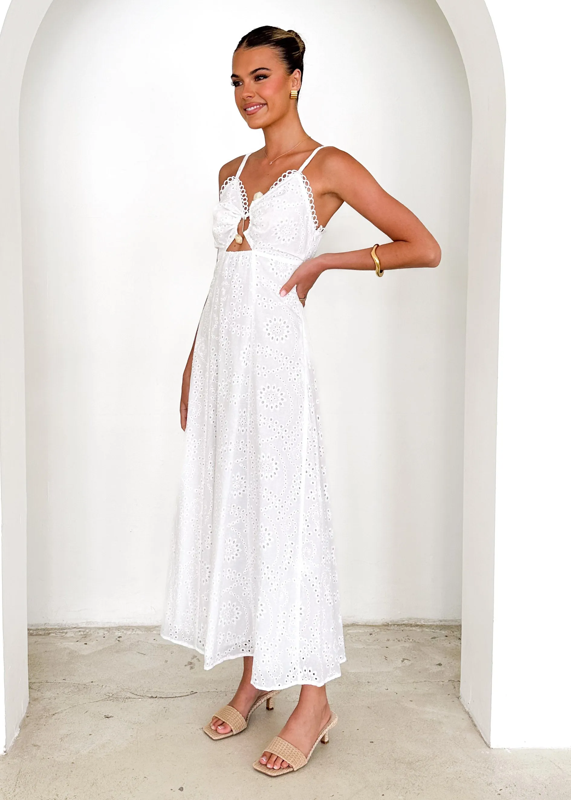 Naviti Midi Dress - White Anglaise sold by Gingham & Heels product image thumbnail 4