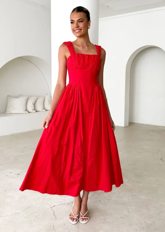 Catania Maxi Dress - Red sold by Gingham & Heels