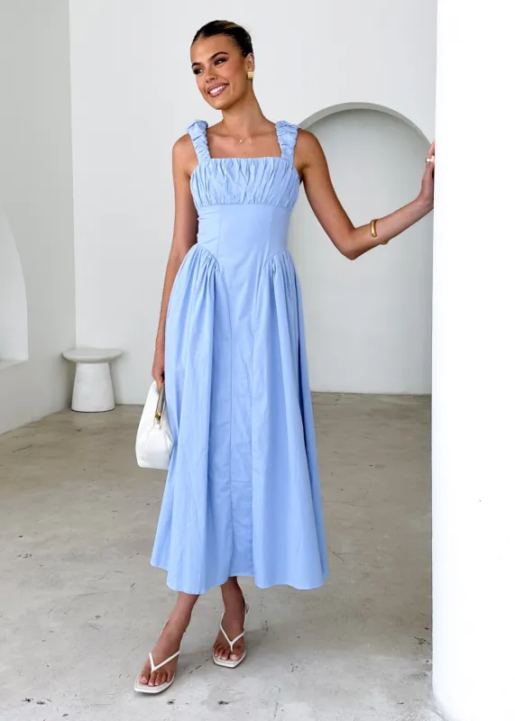 Catania Maxi Dress - Blue sold by Gingham & Heels