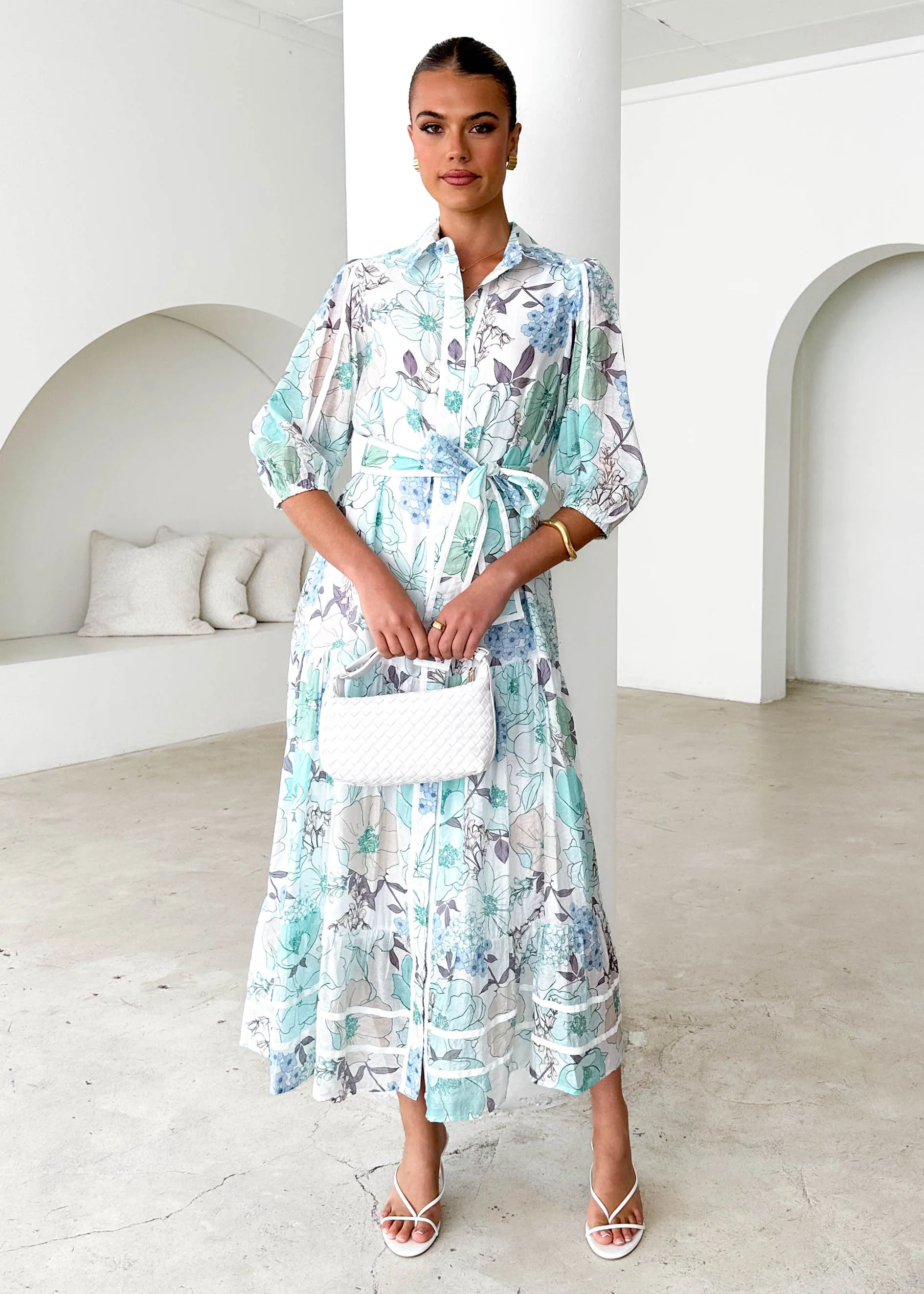 Chesire Maxi Dress - Blue Floral sold by Gingham & Heels