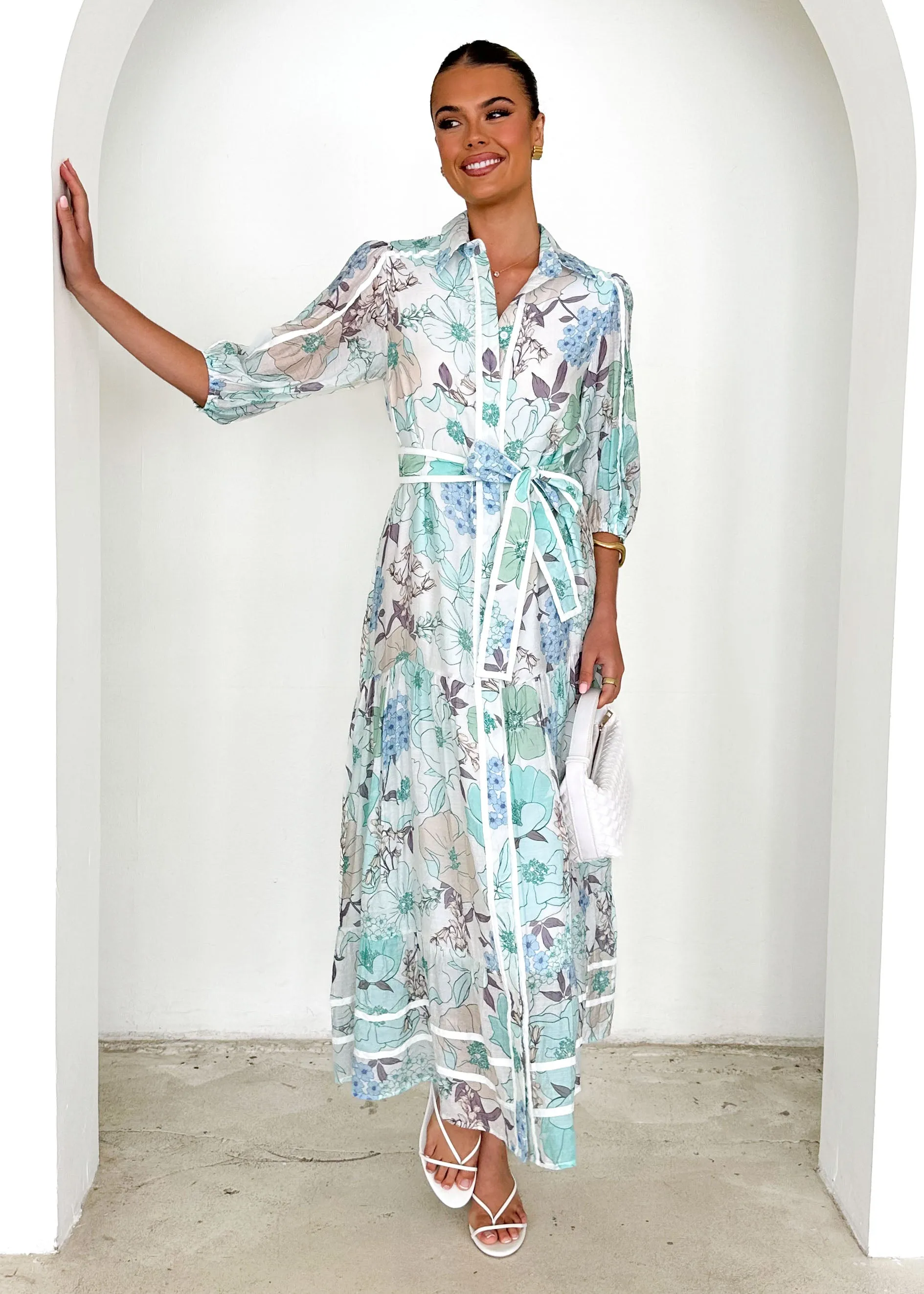 Chesire Maxi Dress - Blue Floral sold by Gingham & Heels product image thumbnail 3