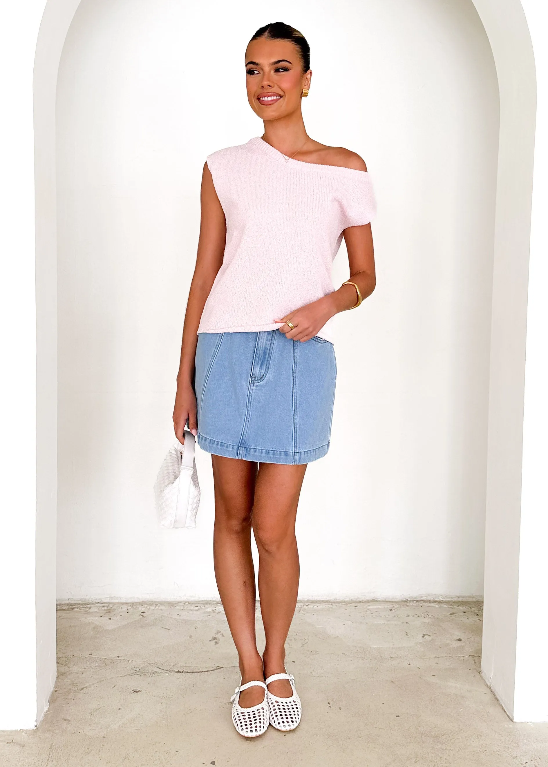 Taissa One Shoulder Knit Top - Blush sold by Gingham & Heels product image thumbnail 3