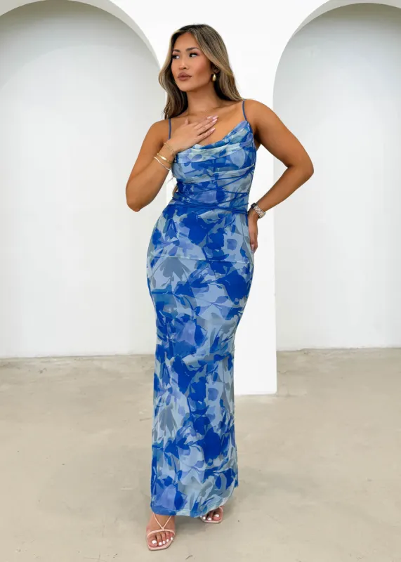 Ferissa Maxi Dress - Blue Flowers sold by Gingham & Heels