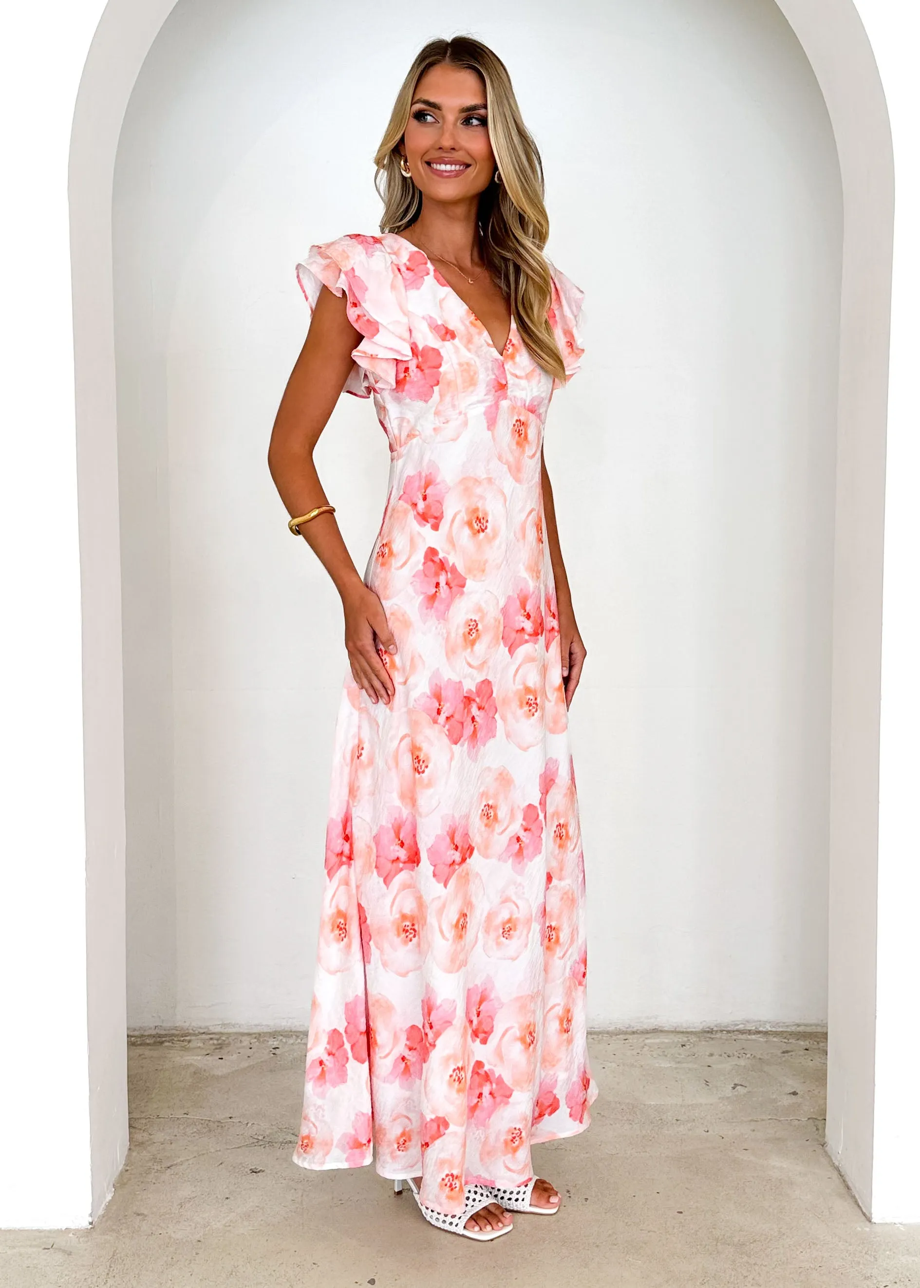 Xandra Maxi Dress - Peach Flowers sold by Gingham & Heels product image thumbnail 4