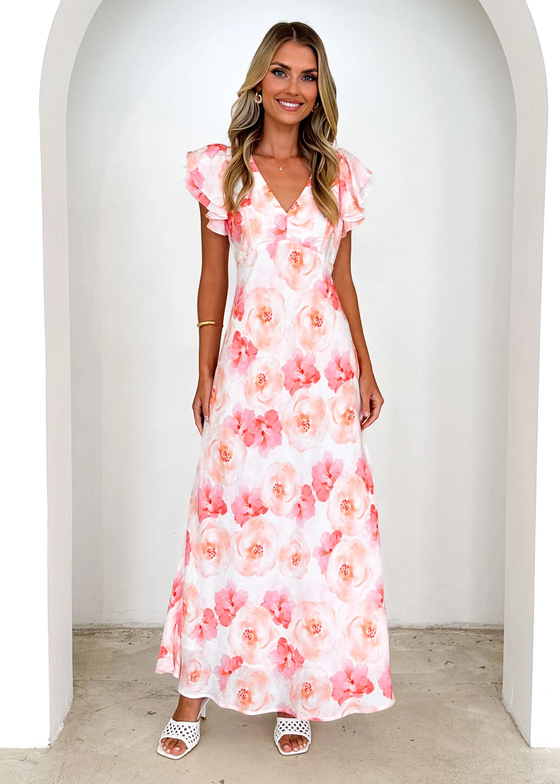 Xandra Maxi Dress - Peach Flowers sold by Gingham & Heels product image thumbnail 3