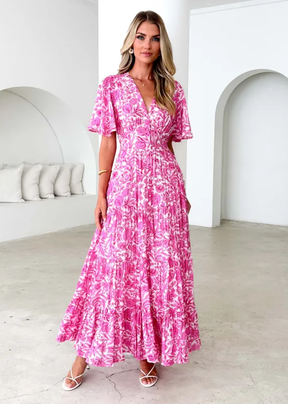 Samariah Maxi Dress - Pink Floral sold by Gingham & Heels