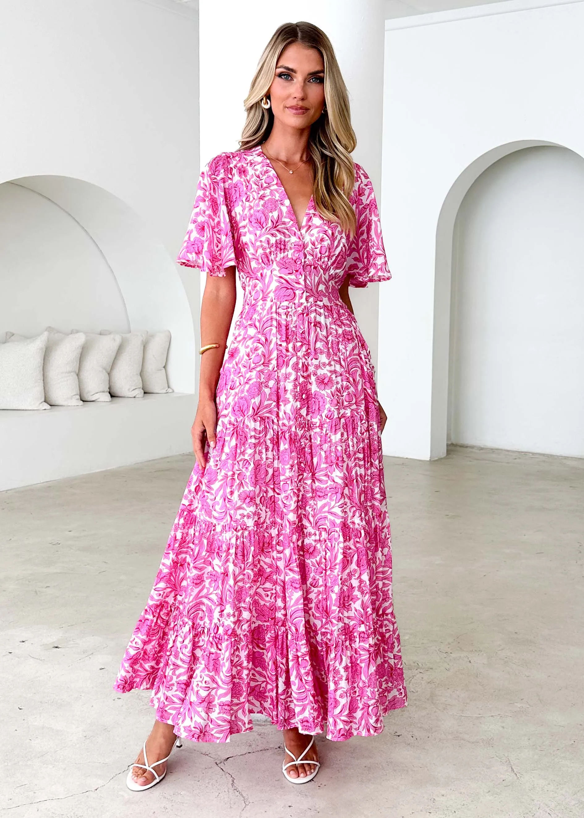Samariah Maxi Dress - Pink Floral sold by Gingham & Heels