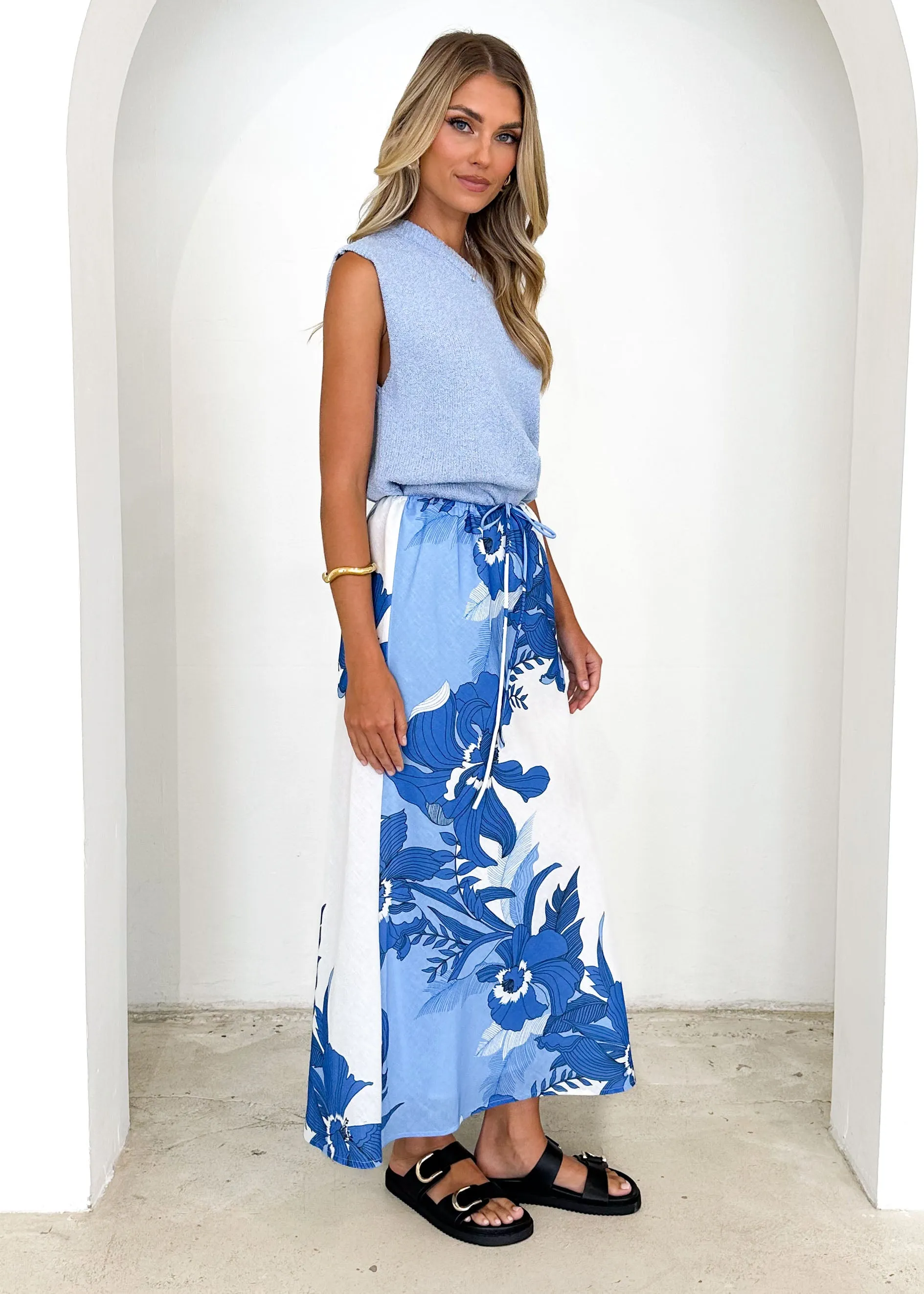 Ava Maxi Skirt - Blue Floral sold by Gingham & Heels product image thumbnail 4
