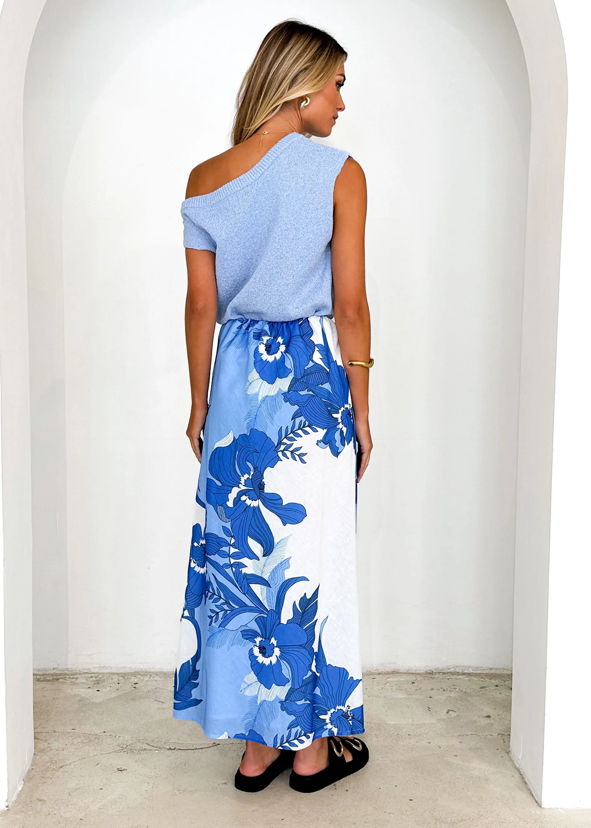 Ava Maxi Skirt - Blue Floral sold by Gingham & Heels product image thumbnail 5