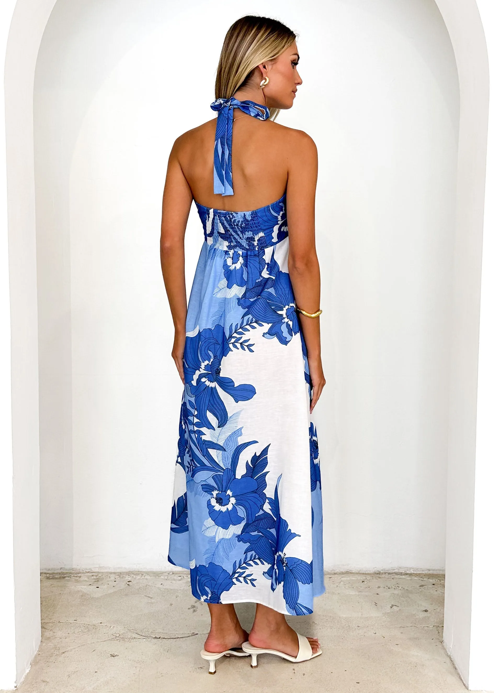 Mariana Halter Maxi Dress - Blue Floral sold by Gingham & Heels product image thumbnail 5