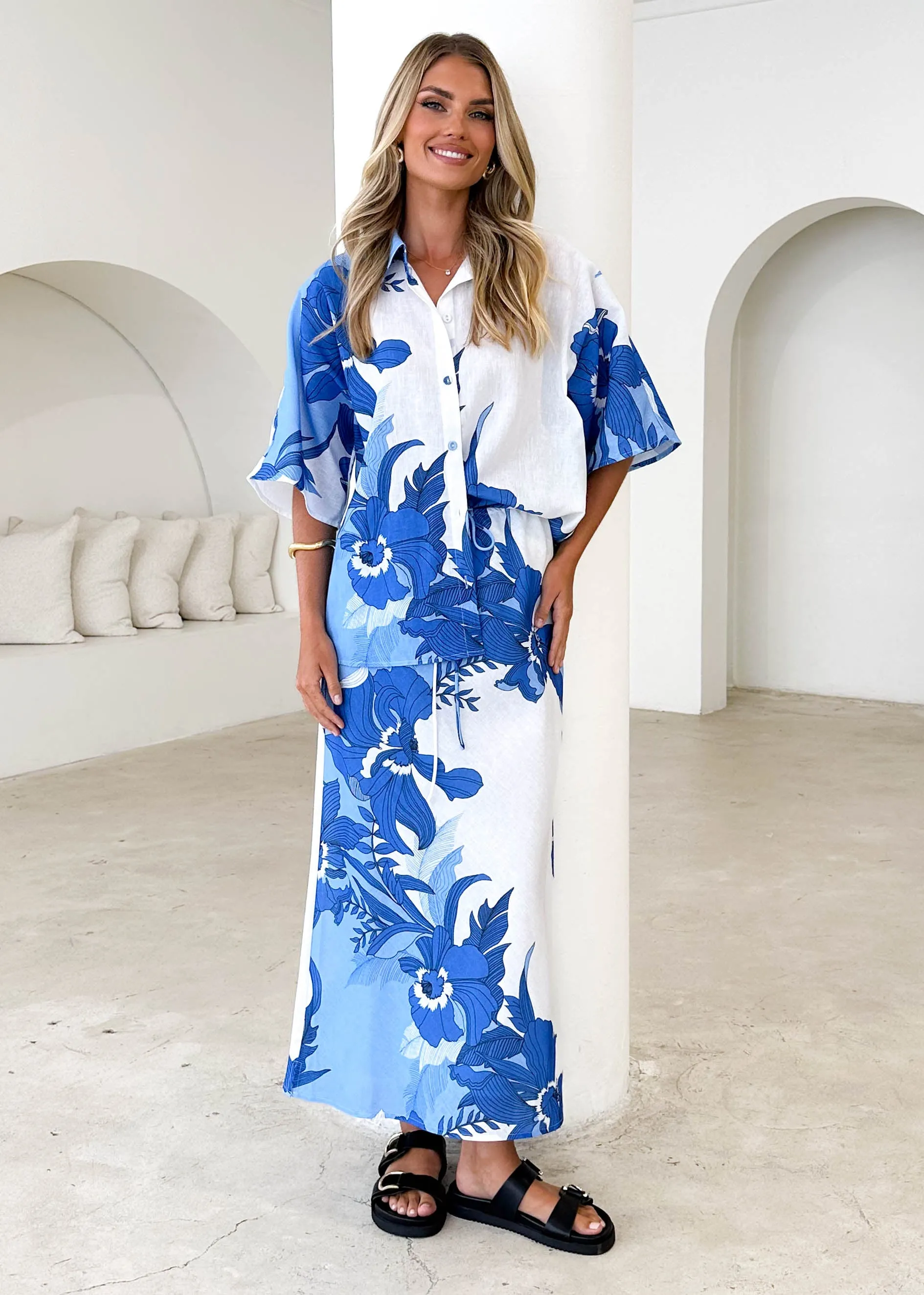 Ava Shirt - Blue Floral sold by Gingham & Heels product image thumbnail 2