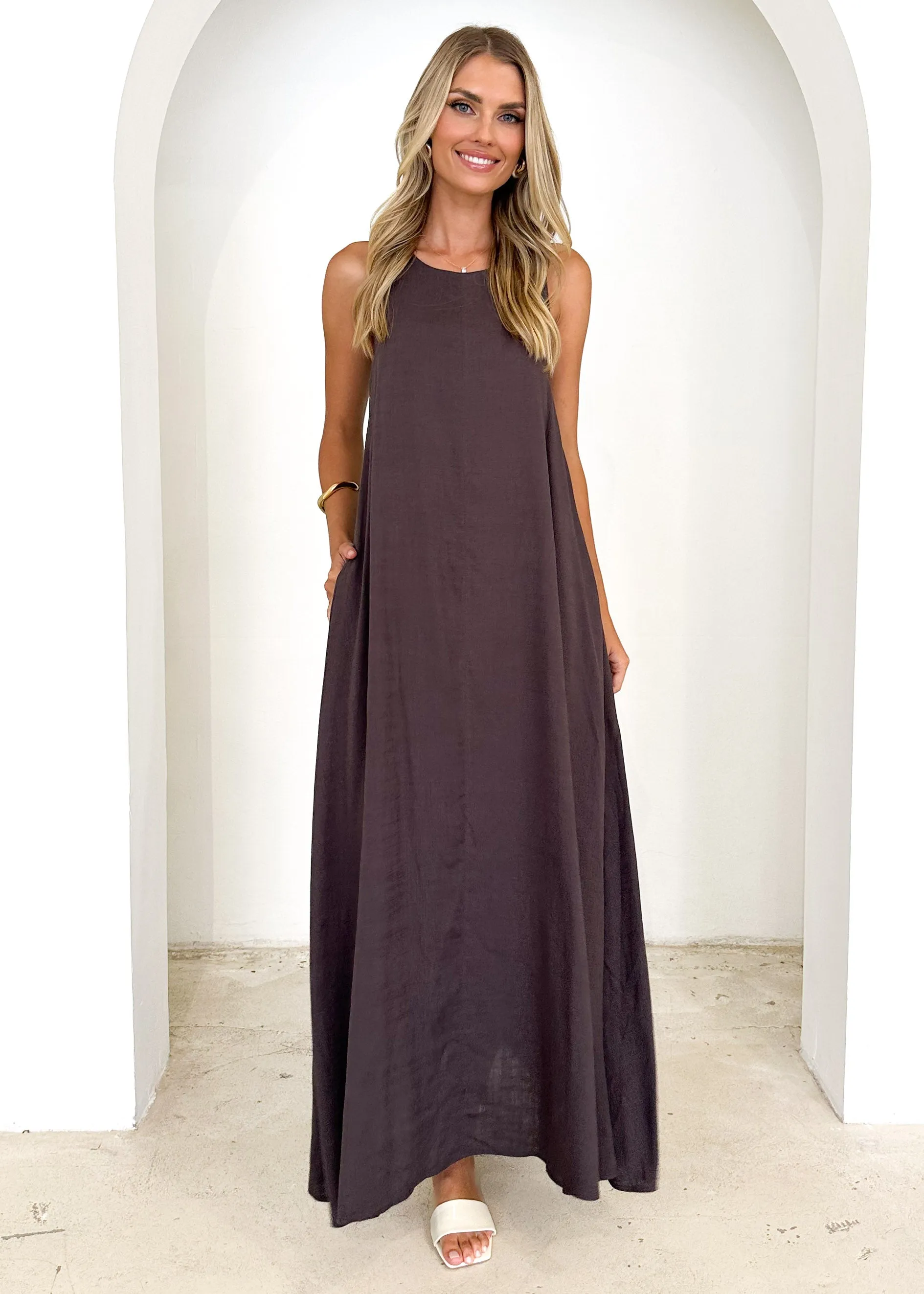 Layla Maxi Dress - Chocolate sold by Gingham & Heels product image thumbnail 3