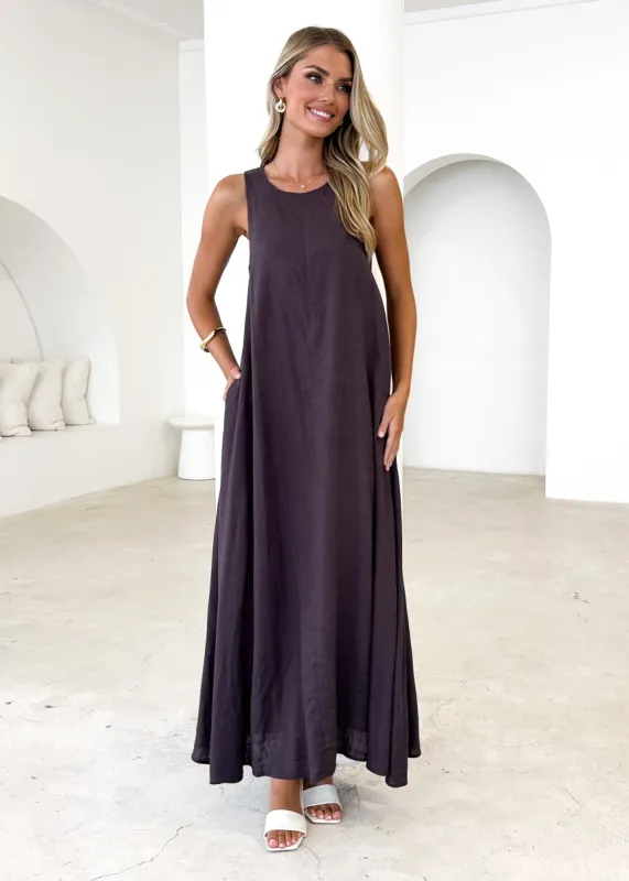 Layla Maxi Dress - Chocolate sold by Gingham & Heels