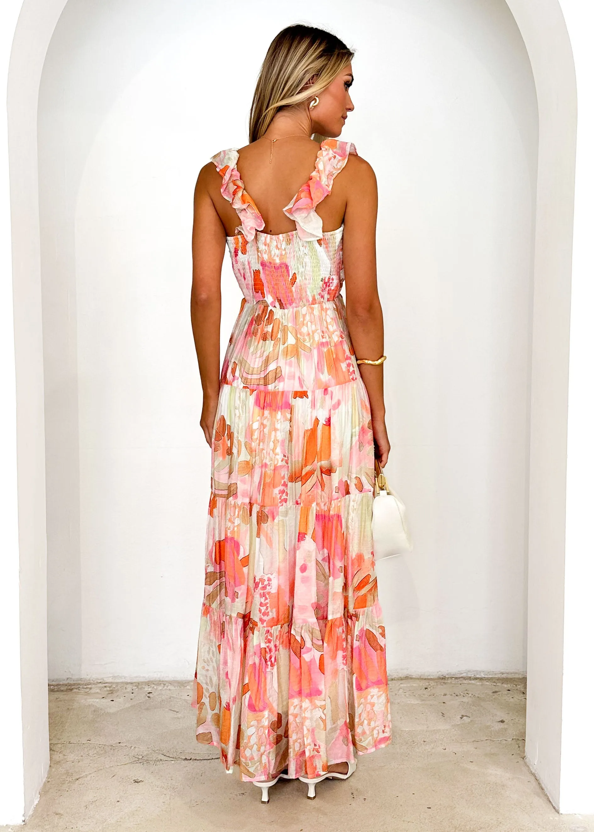 Nylah Maxi Dress - Peach Abstract sold by Gingham & Heels product image thumbnail 5