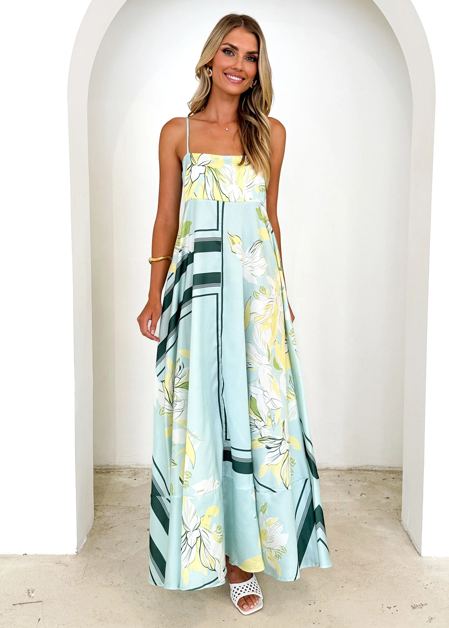 Elide Maxi Dress - Aqua Floral sold by Gingham & Heels product image thumbnail 3