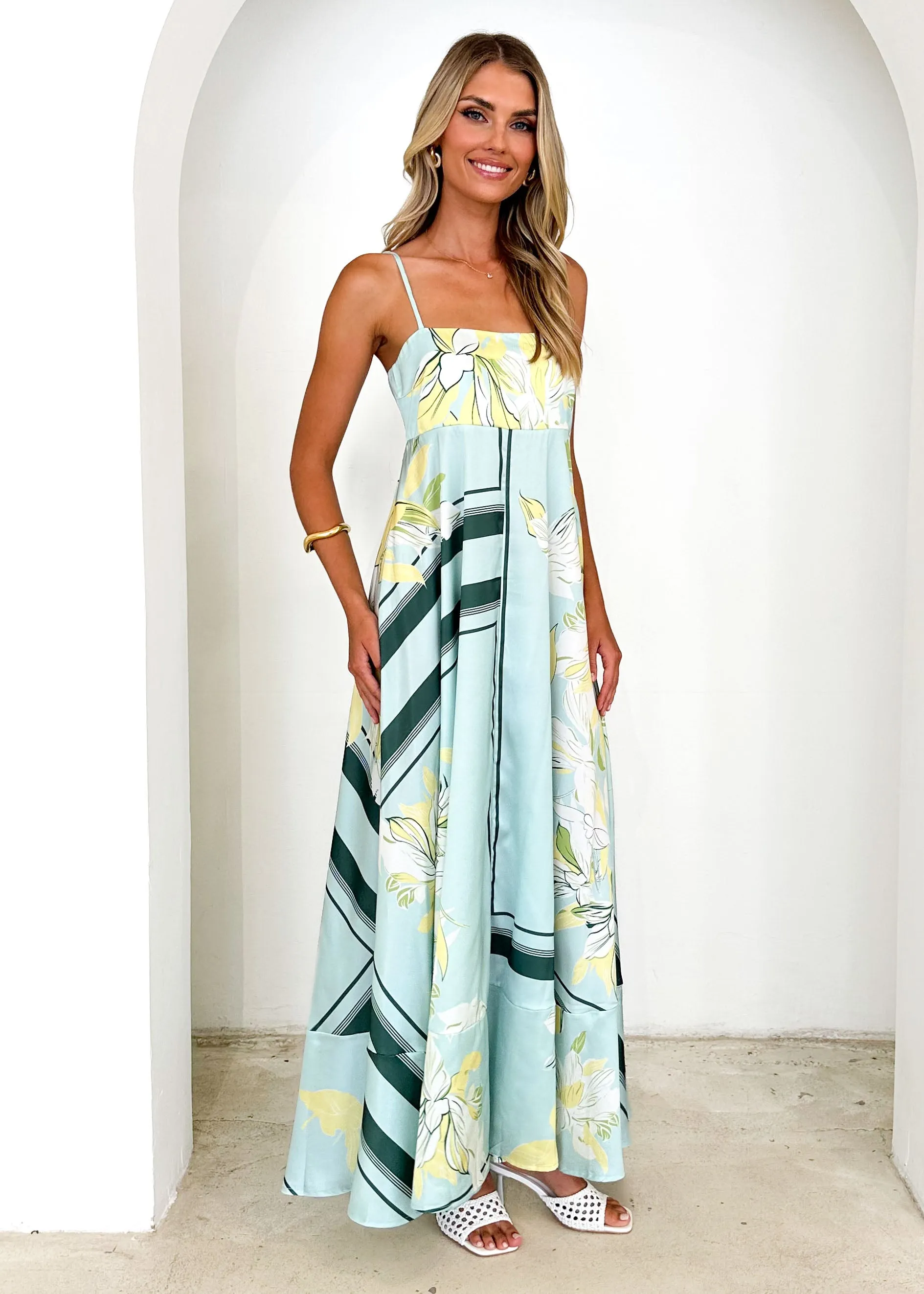 Elide Maxi Dress - Aqua Floral sold by Gingham & Heels product image thumbnail 4