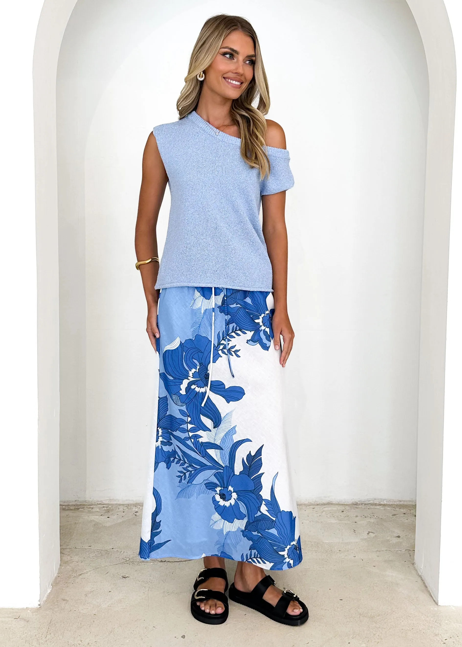 Taissa One Shoulder Knit Top - Sky Blue sold by Gingham & Heels product image thumbnail 3