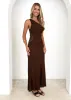 Sarai One Shoulder Maxi Dress - Chocolate sold by Gingham & Heels