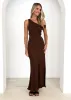 Sarai One Shoulder Maxi Dress - Chocolate sold by Gingham & Heels