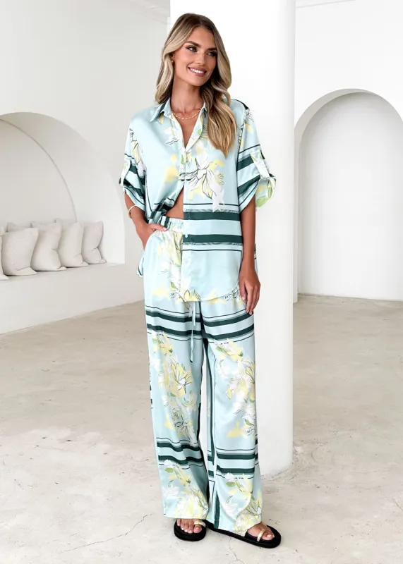 Kaycie Pants - Aqua Floral sold by Gingham & Heels