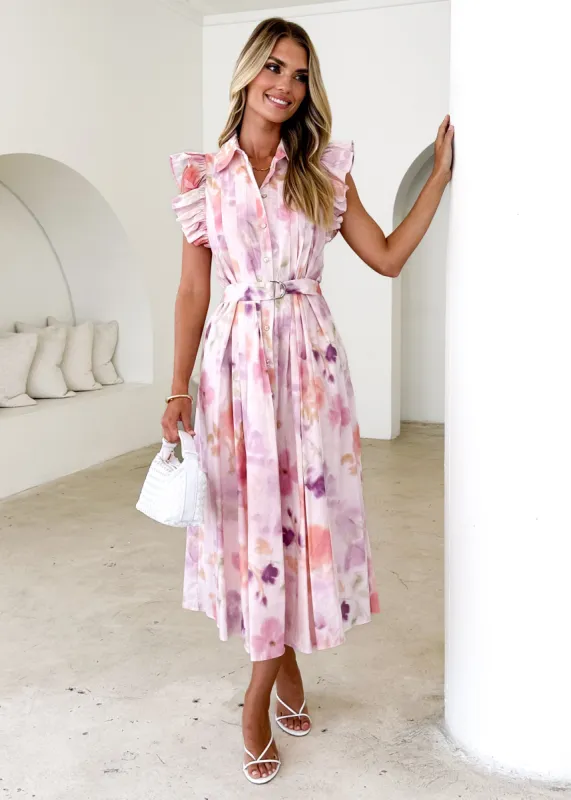 Nordie Midi Dress - Pink Splash sold by Gingham & Heels