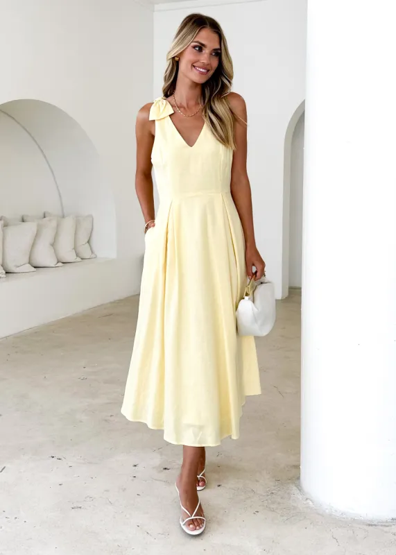 Pacifica Midi Dress - Lemon sold by Gingham & Heels