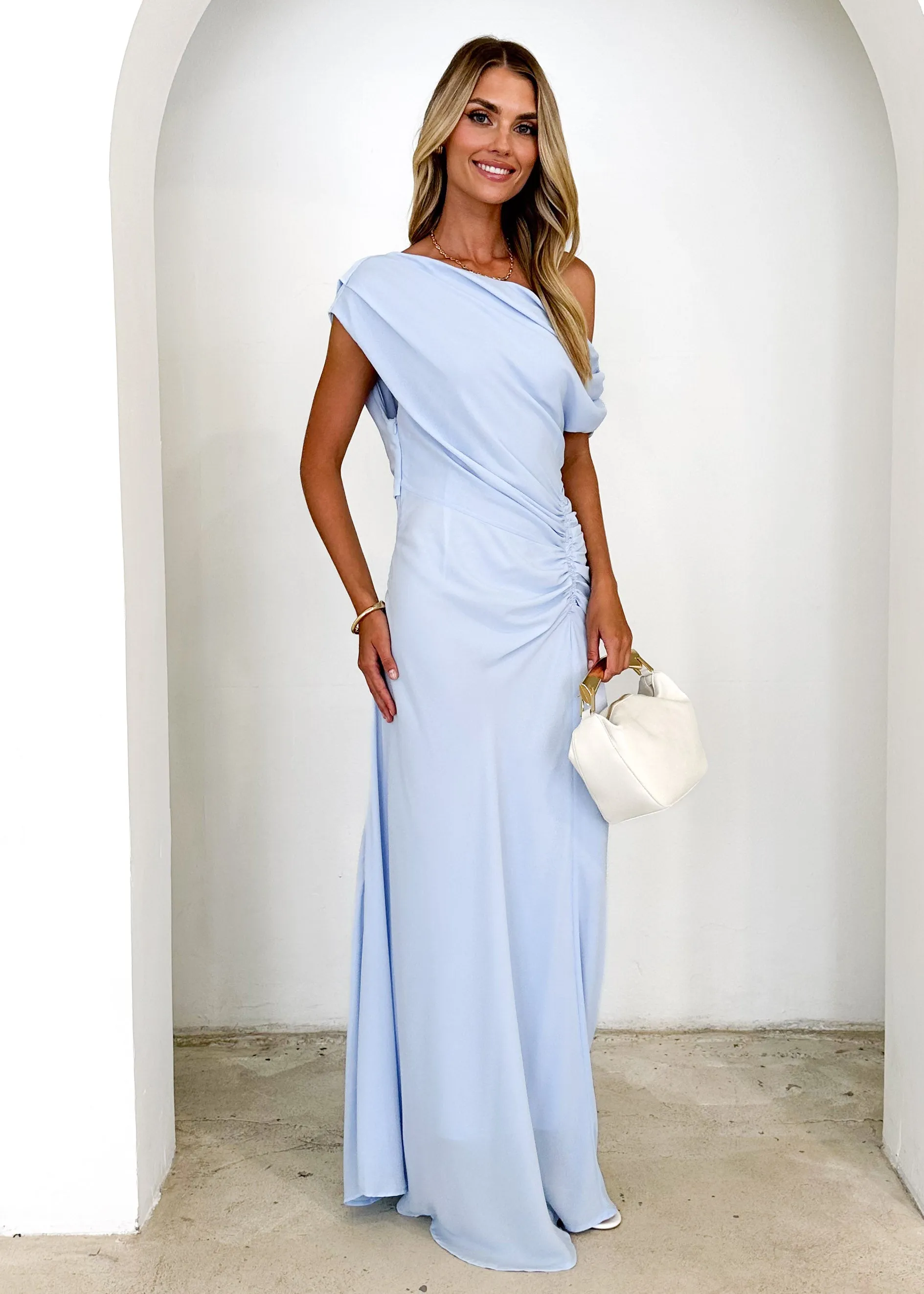 Flirtini One Shoulder Maxi Dress - Sky Blue sold by Gingham & Heels product image thumbnail 4