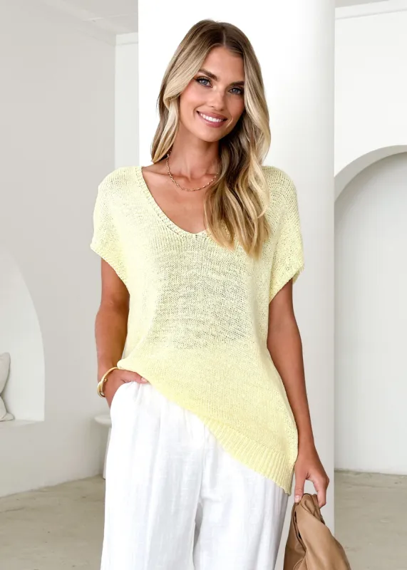 Melrose Knit Top - Lemon sold by Gingham & Heels