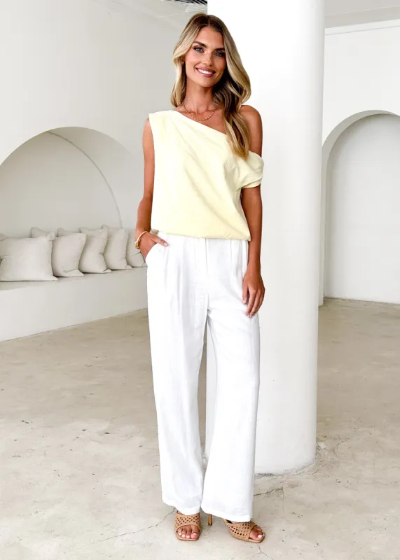 Teleah One Shoulder Top - Lemon sold by Gingham & Heels