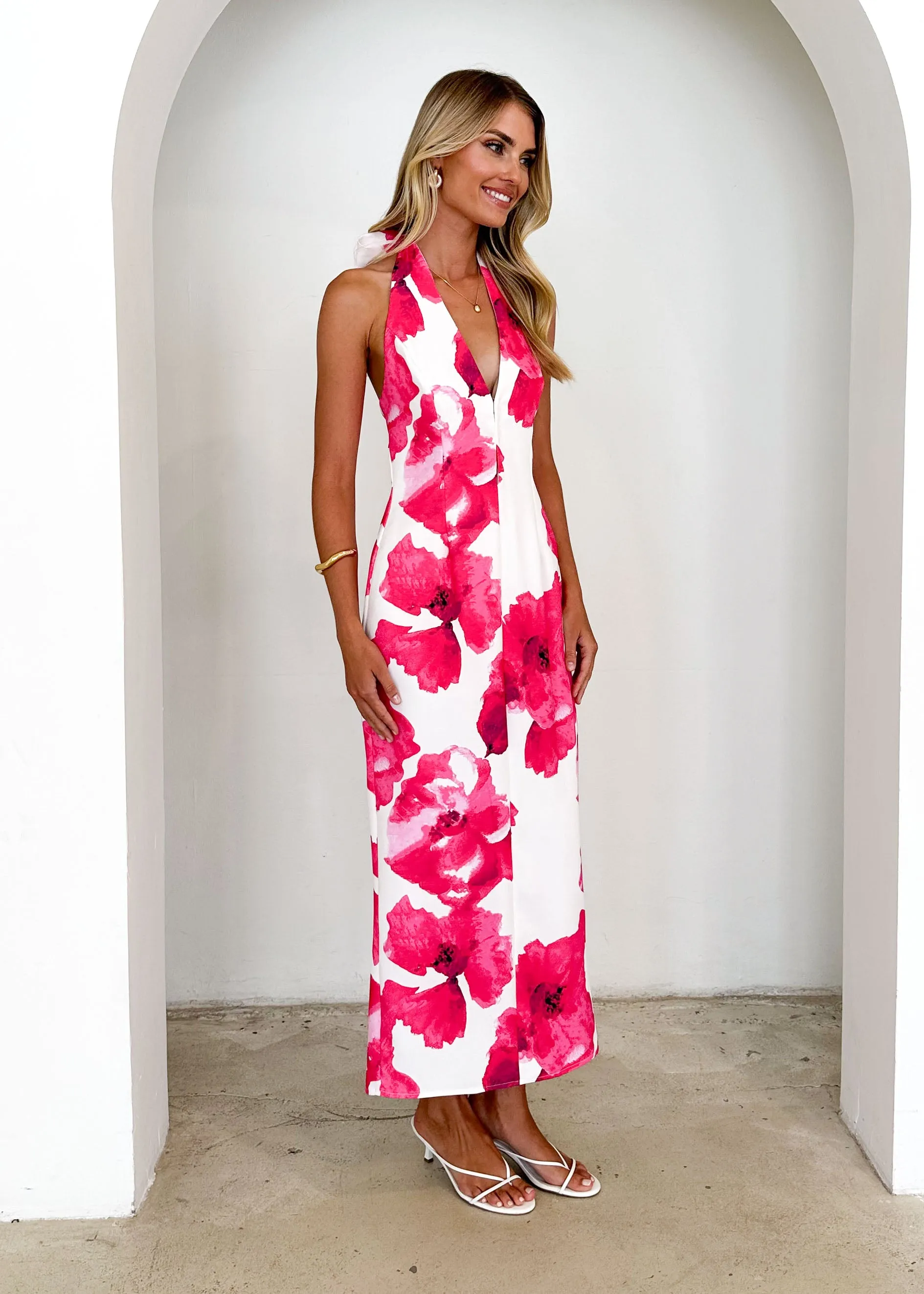 Tibetan Halter Maxi Dress - Pink Floral sold by Gingham & Heels product image thumbnail 5