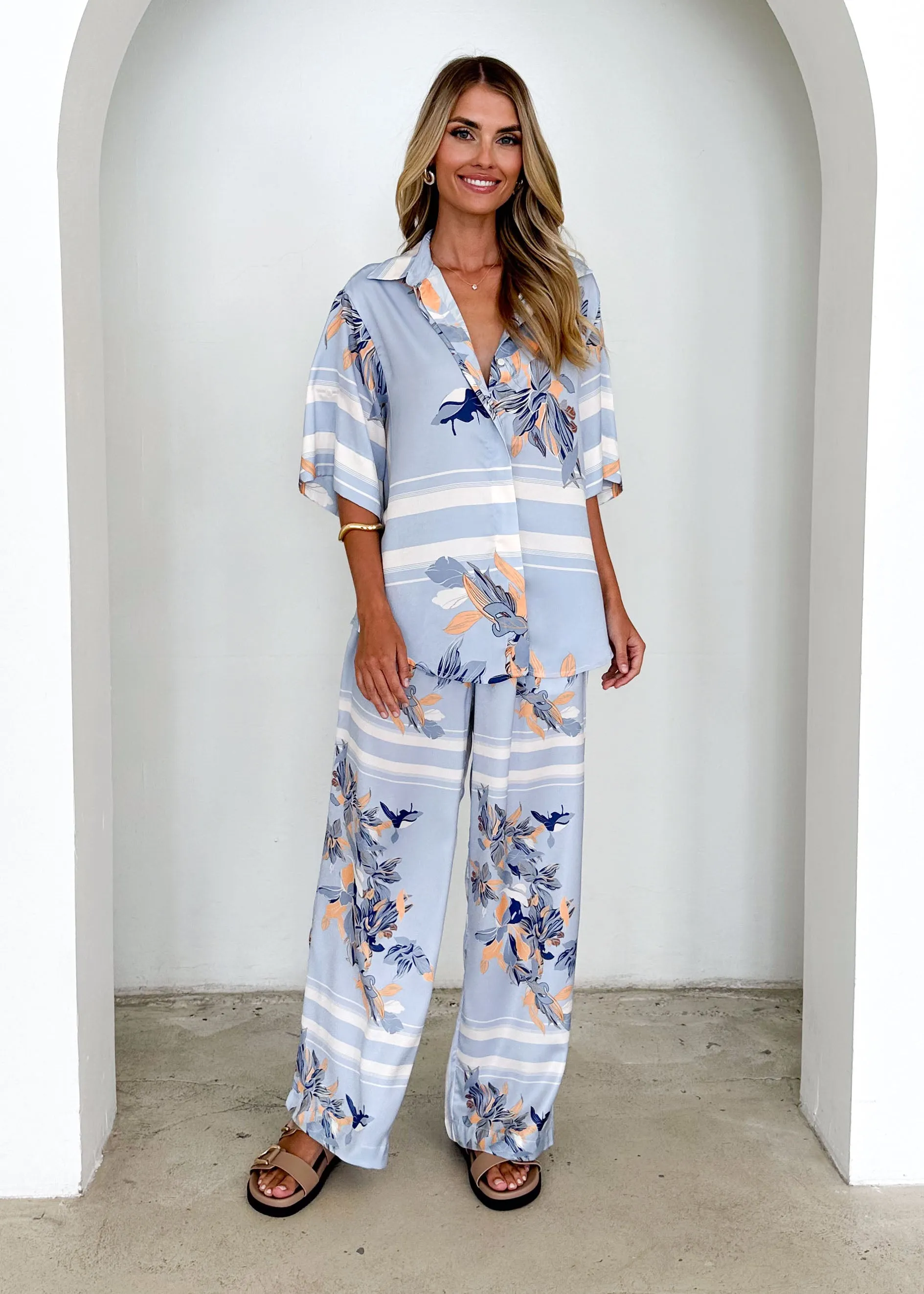 Kaycie Shirt - Powder Blue Floral sold by Gingham & Heels product image thumbnail 4