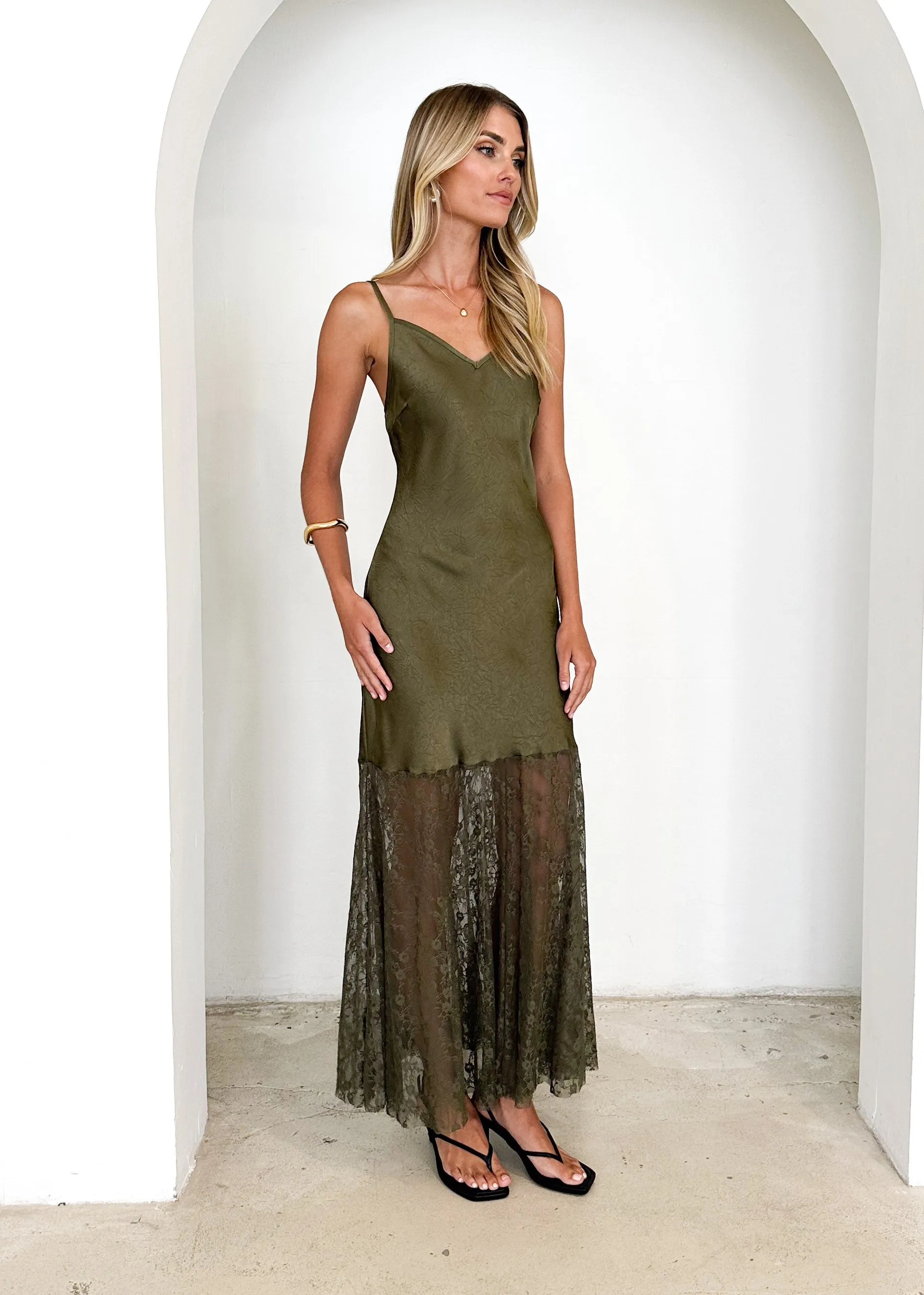 Anika Maxi Dress - Khaki sold by Gingham & Heels product image thumbnail 5